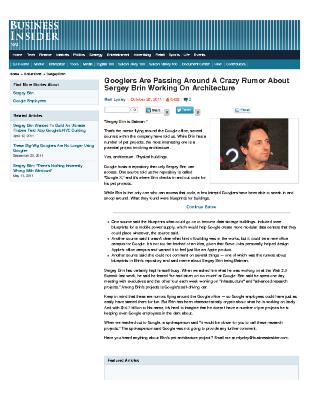Googlers Are Passing Around A Crazy Rumor About Sergey Brin Working On Architecture - Business Insider