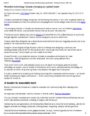 Wearable technology: Canada emerging as a global leader