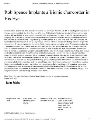 Rob Spence Implants A Bionic Camcorder In His Eye Videomaker
