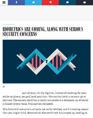 Biometrics are Coming, Along with Serious Security Concerns