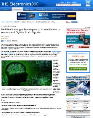 DARPA Challenges Developers to Create Device to Access and Digitize Brain Signals