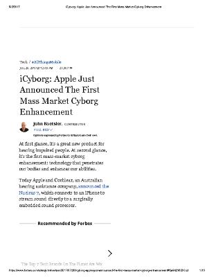 iCyborg: Apple Just Announced The First Mass Market Cyborg Enhancement