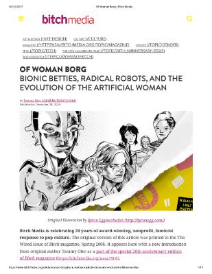 OF WOMAN BORG: BIONIC BETTIES, RADICAL ROBOTS, AND THE EVOLUTION OF THE ARTIFICIAL WOMAN
