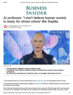 AI professor: 'I don't believe human society is ready for citizen robots' like Sophia