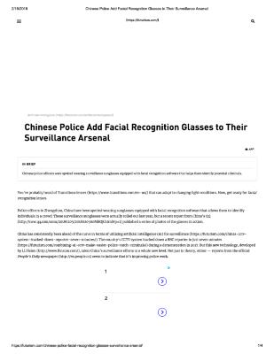 Chinese Police Add Facial Recognition Glasses to Their Surveillance Arsenal