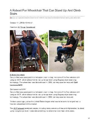 A Reboot For Wheelchair That Can Stand Up And Climb Stairs