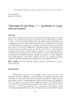 “Nostalgia for the future…” – prosthesis as a pop-cultural weapon?