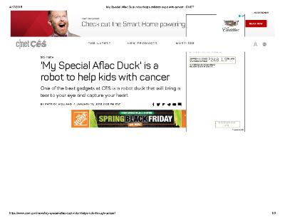 'My Special Aflac Duck' is a robot to help kids with cancer