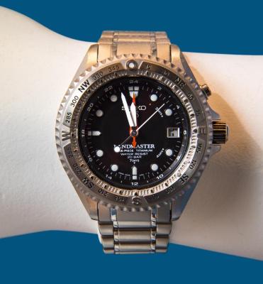 <b>Landmaster 5M45 Wristwatch, 1994</b>
<br />
Artifact no. 1996.0215
<br />
Canada Science and Technology Museum