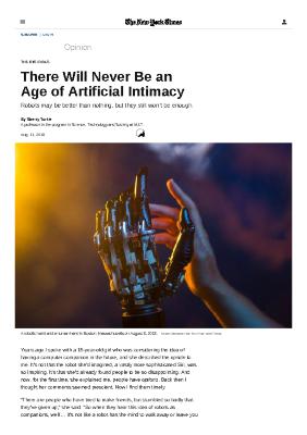 There Will Never Be an Age of Artificial Intimacy
