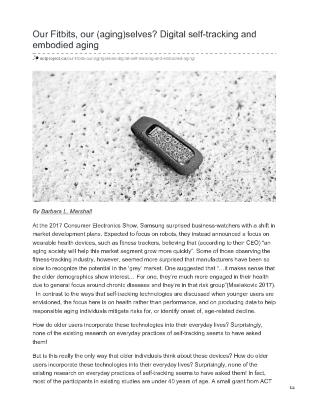 OUR FITBITS, OUR (AGING)SELVES? DIGITAL SELF-TRACKING AND EMBODIED AGING