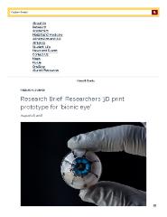 Research Brief: Researchers 3D print prototype for ‘bionic eye’