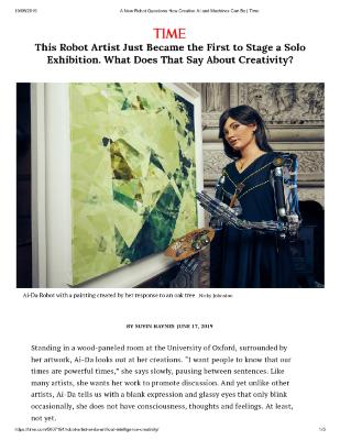 This Robot Artist Just Became the First to Stage a Solo Exhibition. What Does That Say About Creativity?