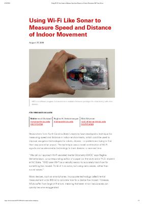 Using Wi-Fi Like Sonar to Measure Speed and Distance of Indoor Movement
