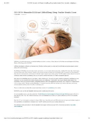 CES 2019: Wearable EEGSmart UMindSleep Sleep Tracker Breaks Cover