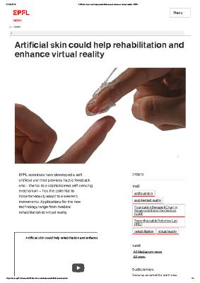 Artificial skin could help rehabilitation and enhance virtual reality