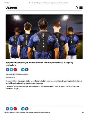 Benjamin Hubert designs wearable device to track performance of aspiring footballers