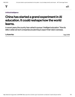 China has started a grand experiment in AI education. It could reshape how the world learns.