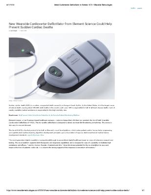 New Wearable Cardioverter Defibrillator from Element Science Could Help Prevent Sudden Cardiac Deaths