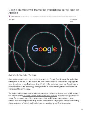 Google Translate will transcribe translations in real time on Android