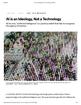 AI is an Ideology, Not a Technology