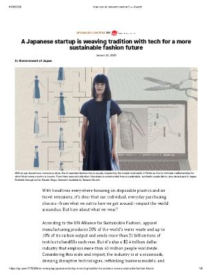 A Japanese startup is weaving tradition with tech for a more sustainable fashion future
