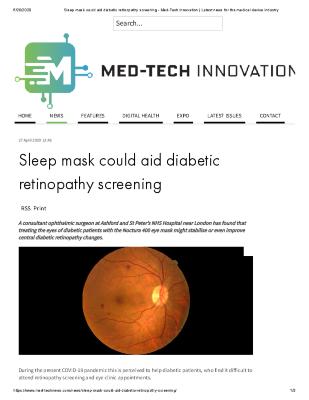 Sleep Mask Could Aid Diabetic Retinopathy Screening