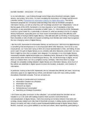 Collaborative Autoethnography Reflection from Danielle Stambler