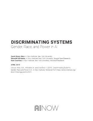 DISCRIMINATING SYSTEMS: Gender, Race, and Power in AI