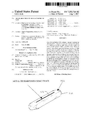 Trackable pills with electronic ID tags (Patent US7253716B2)