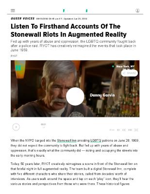 Listen to Firsthand Accounts of the Stonewall Riots in Augmented Reality