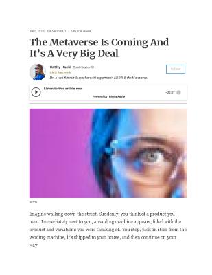The Metaverse Is Coming And It’s A Very Big Deal
