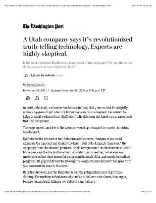 A Utah company says it’s revolutionized truth-telling technology. Experts are highly skeptical.