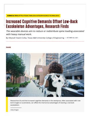 Increased Cognitive Demands Offset Low-Back Exoskeleton Advantages, Research Finds