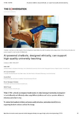 AI-powered chatbots, designed ethically, can support high-quality university teaching