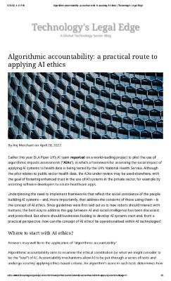 Algorithmic accountability: a practical route to applying AI ethics
