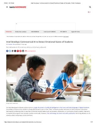 Intel Develops Controversial AI to Detect Emotional States of Students
