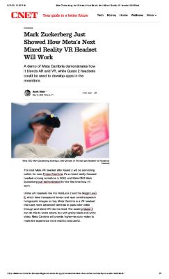 Mark Zuckerberg Just Showed How Meta's Next Mixed Reality VR Headset Will Work