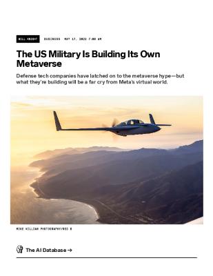 The US Military Is Building Its Own Metaverse