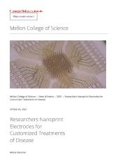 Researchers Nanoprint Electrodes for Customized Treatments of Disease