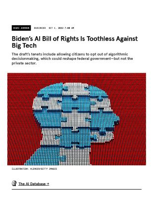 Biden’s AI Bill of Rights Is Toothless Against Big Tech
