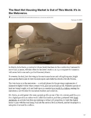 The Next Hot Housing Market Is Out of This World. It’s in the Metaverse.
