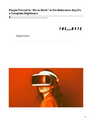 People Forced to "Go to Work" in the Metaverse Say It's a Complete Nightmare