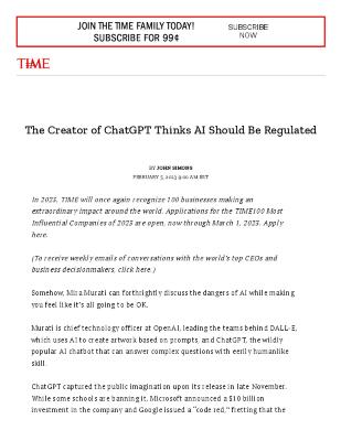 The Creator of ChatGPT Thinks AI Should Be Regulated