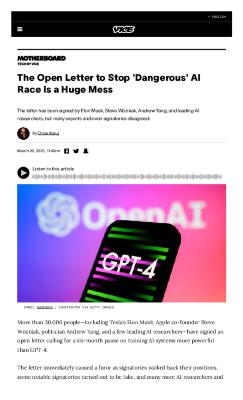 The Open Letter to Stop 'Dangerous' AI Race Is a Huge Mess