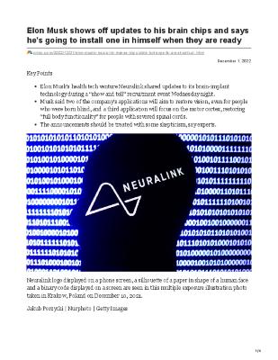 Elon Musk shows off updates to his brain chips and says he’s going to install one in himself when they are ready