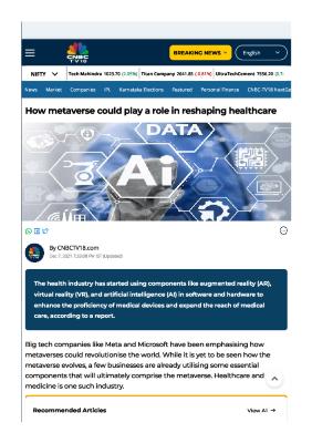 How metaverse could play a role in reshaping healthcare
