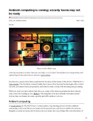 Ambient computing is coming; security teams may not be ready